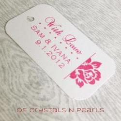  24 Side Rose Customised Gift Tags - Wedding Favor Tags - Thank you tags - Wedding Gift Tags